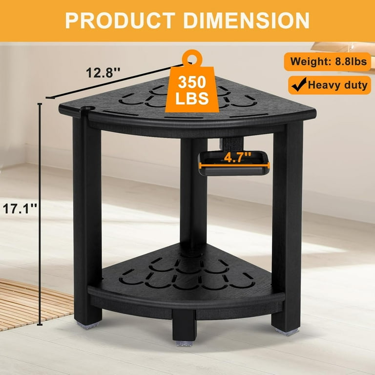 Corner Shower Foot Rest Stool - HDPE Waterproof Bench With Storage Shelf For Shaving 6 thumbnail image