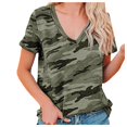 thumbnail image 2 of Green Women's Short Sleeve T-shirt, Women'S Casual Camouflage V-Neck Loose Short Sleeve T-Shirt Top,Women's Short sleeve T-shirt XL, 2 of 5