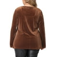 thumbnail image 3 of Agnes Orinda Women's Plus Size Ribbed Velvet Textured Elegant Long Sleeve Blouse, 3 of 5