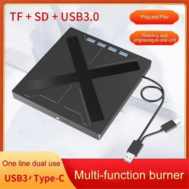 Graveur de CD DVD USB 3.0 7 en 1 Type C Externe Lecteur CD DVD Optique USB