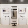 thumbnail image 3 of Salon Staion Hair Color Bar Organizers, Hair Color Rack, Barber Station Cabinet with Drawers & Adjustable Shelves, Wall Mounted Tube Storage Station for Salon Display, White, 3 of 16