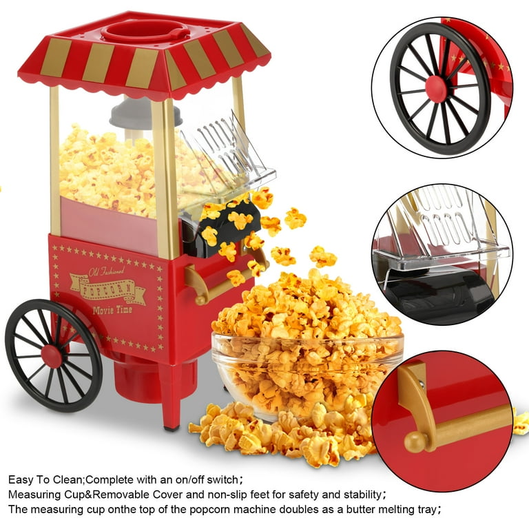 Popcorn Machine Maker Popcorn Machine with Wheels, 1400 Watts, 120 V, Hot  Air Po