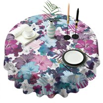 Pioneer Flower Floral Print Pattern Round Tablecloth 60"x60",Wrinkle Wipeable Table Cloth for Kitchen Dining Room Picnic Patio Party