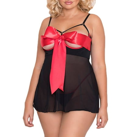 Midwennn Sexy Girl Cute Bra Bowknot Lingerie Plus Size Women Femmes Underwear Night Skirt Women Satin Lingerie