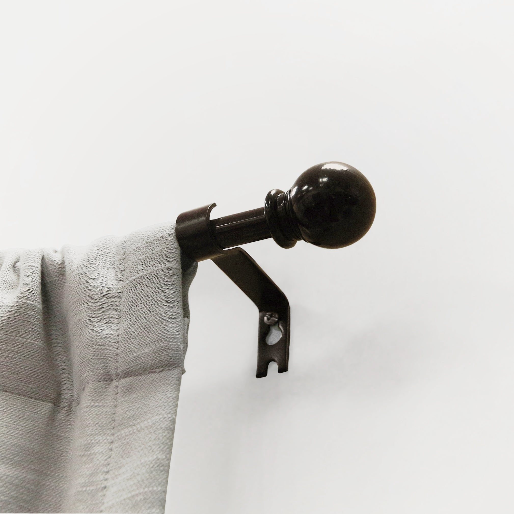 Lumi 5/8" Single Curtain Rod Set Oil Rubbed Bronze/Silver-Ball finials 48"-84" - Silver