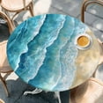 thumbnail image 3 of Abstract Waves Round Fitted Table Cover Spray Blue Ocean Seaside Watercolor Waterproof Table Cloth with Elastic Edge Wipeable Tablecloth for Picnic Camping Party Fits 36"-44" Diameter, 3 of 8