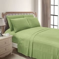 thumbnail image 2 of 1000-Thread-Count 6 Piece Sheet Set - 100% Pure Egyptian Cotton Sheets 12" Inch Deep Pocket - Soft & Smooth Quality Bedsheets (Sage Stripe) Twin-XXL Size., 2 of 6