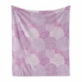 thumbnail image 1 of Floral Soft Flannel Fleece Blanket, Dahlia Petals Blossoming Perennial Spring Flowers Rural Flourish Pattern, Cozy Plush for Indoor and Outdoor Use, 60" x 80", Baby Pink Pale Mauve, by Ambesonne, 1 of 6
