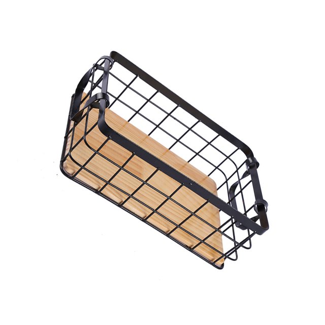 Inteprter Cesta de alambre, estante de almacenamiento de cosméticos de Metal, decorativo con asas, organizador de cocina para baño, estantes, Almacenamiento y organización del hogar Negro S/32*22*11cm