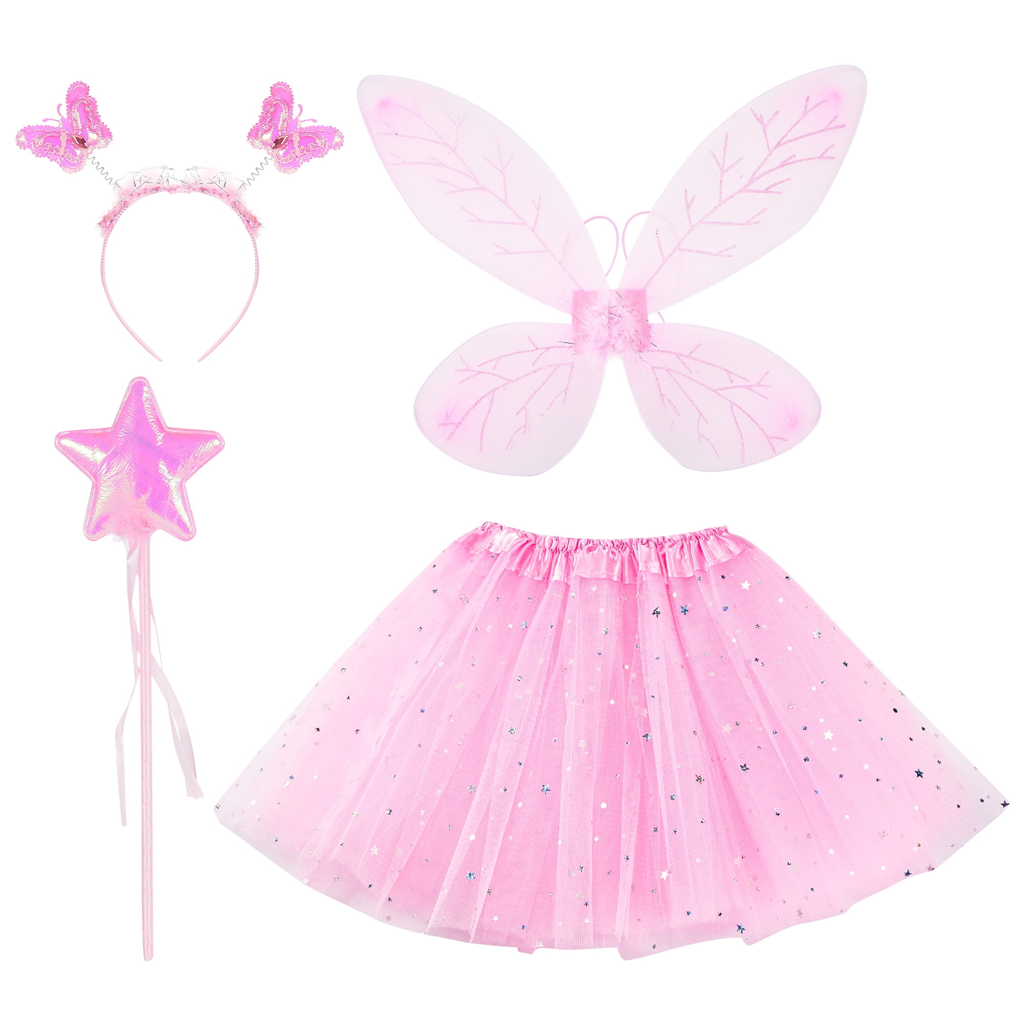 Girls Princess Fairy Costume Set with Fairy Wings Costume Fairy