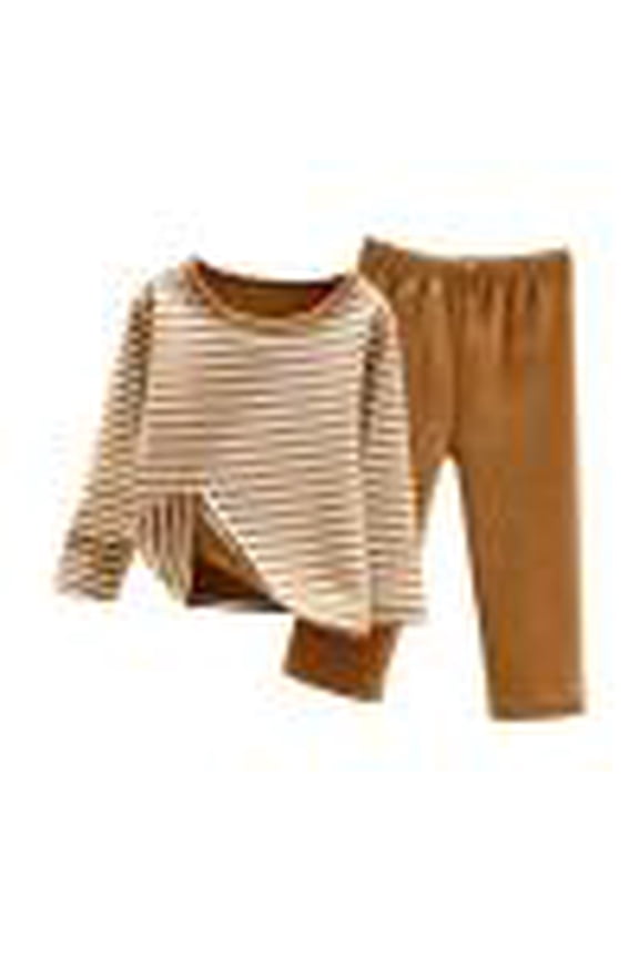 Stripe Underwear Set for Toddler Kids Fleece Baselayer Tops and Bottoms Boys Girls Winter Clothes