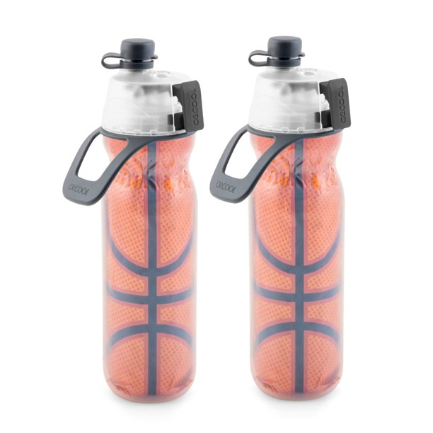 O2COOL Mist 'N Sip 20 oz Orange and Black Squeezable Plastic Water