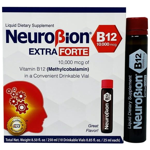 Neurobion Extra Forte B12 Flacons de 10 000 mcg - Extrêmement Puissant B12 - 10 Flacons