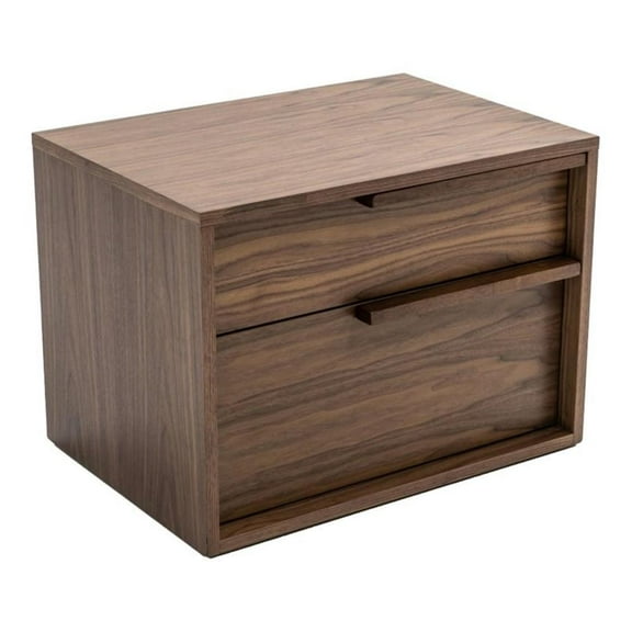 Pemberly Row Modern Veneer Wood Nightstand with 2 Drawers in Walnut