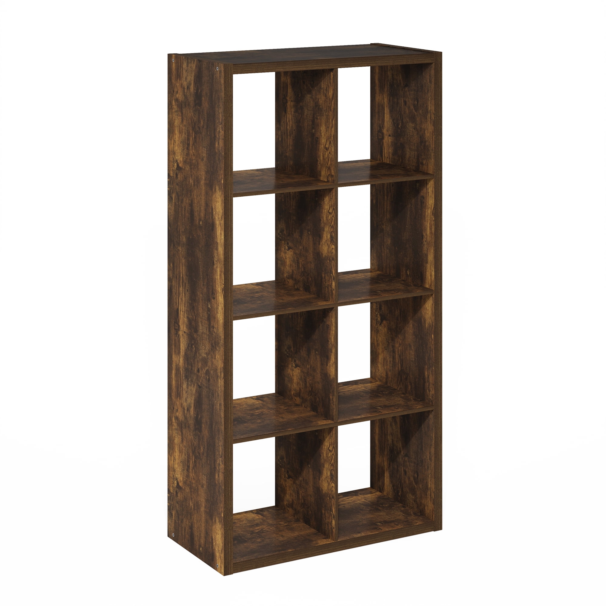 Furinno CUBICLE Book Shelf, 8-Cube Thick Frame Bookshelf, Horizontally & Vertically Reversible Bookcase with Open Back, 14.6 x 30 x 57.9, for Living Room, Bedroom, Home Office, Amber PINE
