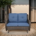 thumbnail image 6 of POCASSY 52" Width Outdoor Loveseat, Rocking Glider All Weather Wicker Patio Loveseat with Deep Seat for Porch Balcony and Backyard, Blue, 6 of 7