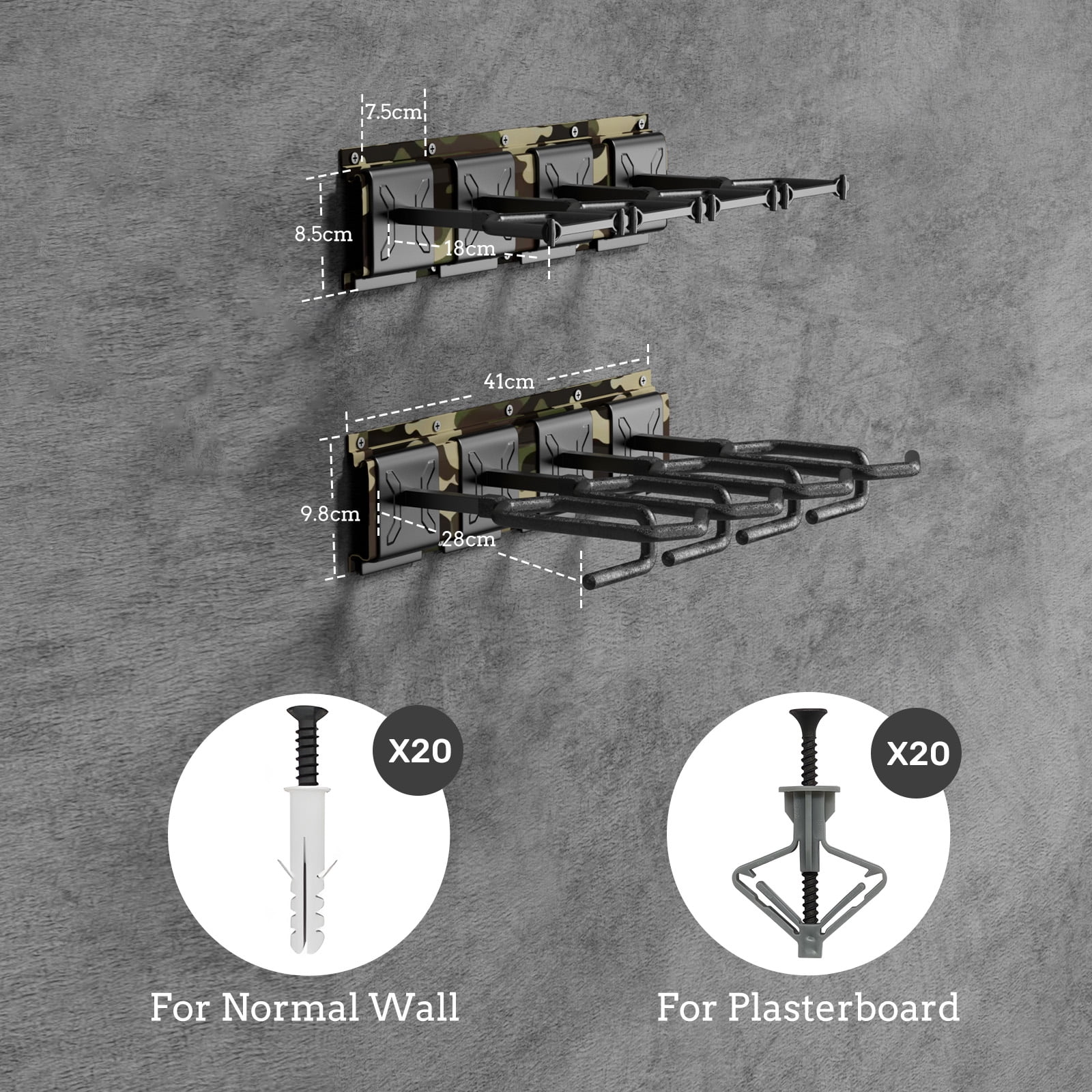 Blacksmith Wall Mount Heavy Duty Stainless Steel Display Rack for 4 Slot,Green