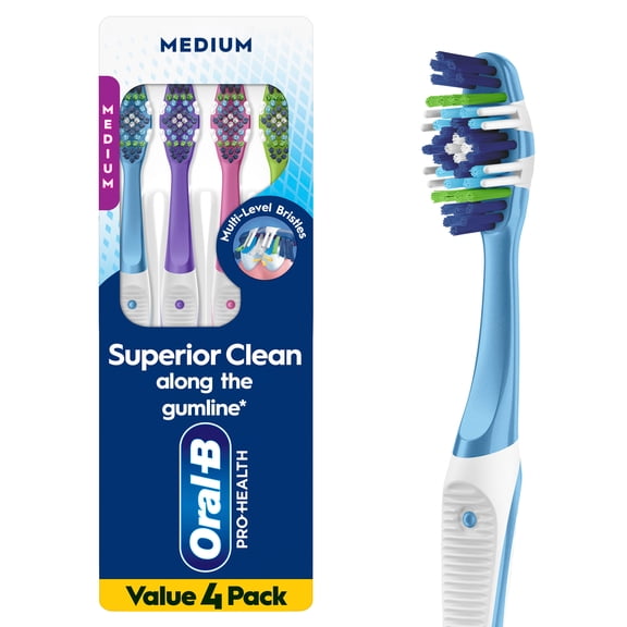 Oral-B Manual Toothbrush Pro-Health Superior Clean, Medium, 4 Count