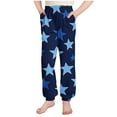 thumbnail image 3 of Children Casual Pants Fashion Versatile Stars Print Full Length Lantern Pants Comfortable Lightweight Trousers with Pockets Dark Blue 110, 3 of 6