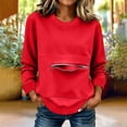 thumbnail image 2 of SETOOFF Womens Long Sleeve Sweatshirts Crew Neck Zip Front Pocket Loose Casual Shirts Pullover Tops Women Spring Fall Lounge Travel Daily Outfit, 2 of 6