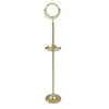 Floor Standing Make-Up Mirror 8-in Diameter with 2X Magnification and Shaving Tray in Satin Brass