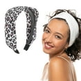 thumbnail image 2 of Unique Bargains 1 Pc Cute Leopard Print Wide Side Headbands for Women Gray White, 2 of 6