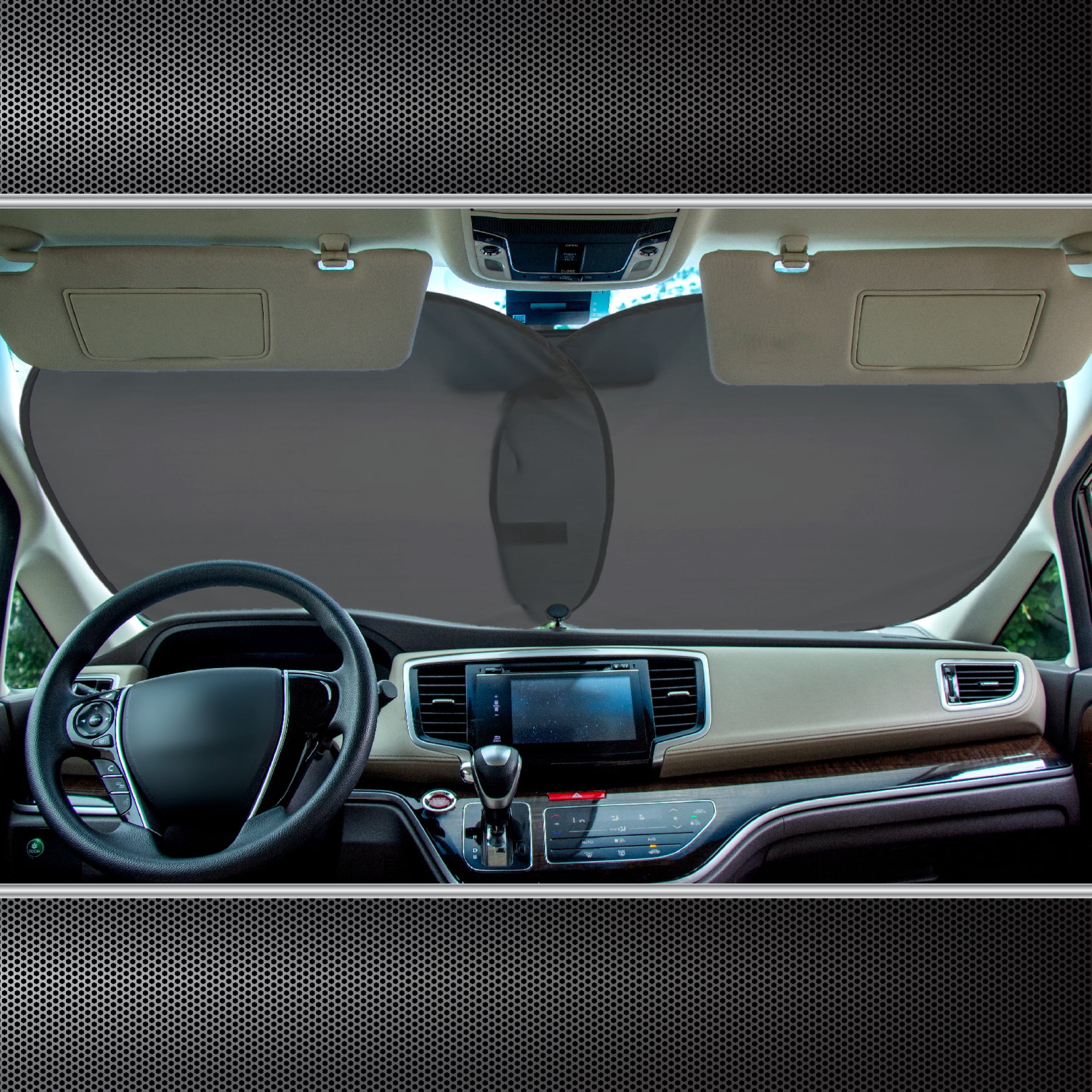 Auto Drive Universal Fit White Color Windshield Twist Sunshade 2