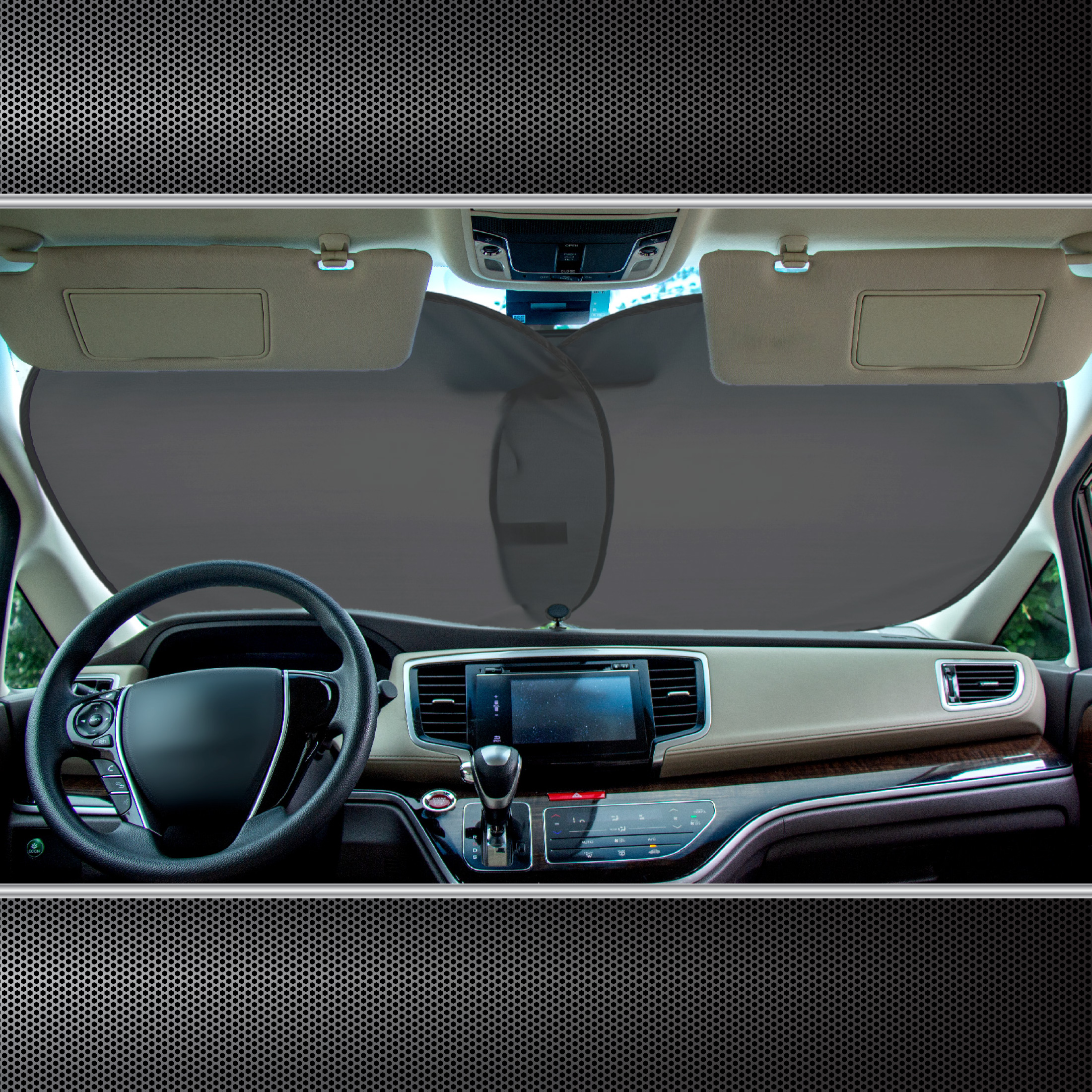Auto Drive Universal Windshield Sunshade White 2-Pack photo 6