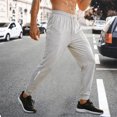 thumbnail image 2 of Stylish Men’s Casual Pants With Loose Fit Minimal Letter Print Knit Joggers Summer Comfort Versatility For Daily Wear Comfy Pants Trousers for Men, 2 of 4