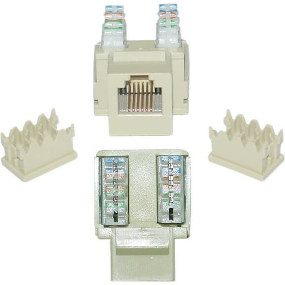 CableWholesale Keystone Insert- Beige- Phone-Data Jack- RJ11- RJ12 Female to 110 Type Punch Down