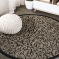 thumbnail image 1 of Alfombra Jonathan Y Madrid vintage con filigrana negra y caqui, 120 cm, 1 of 7