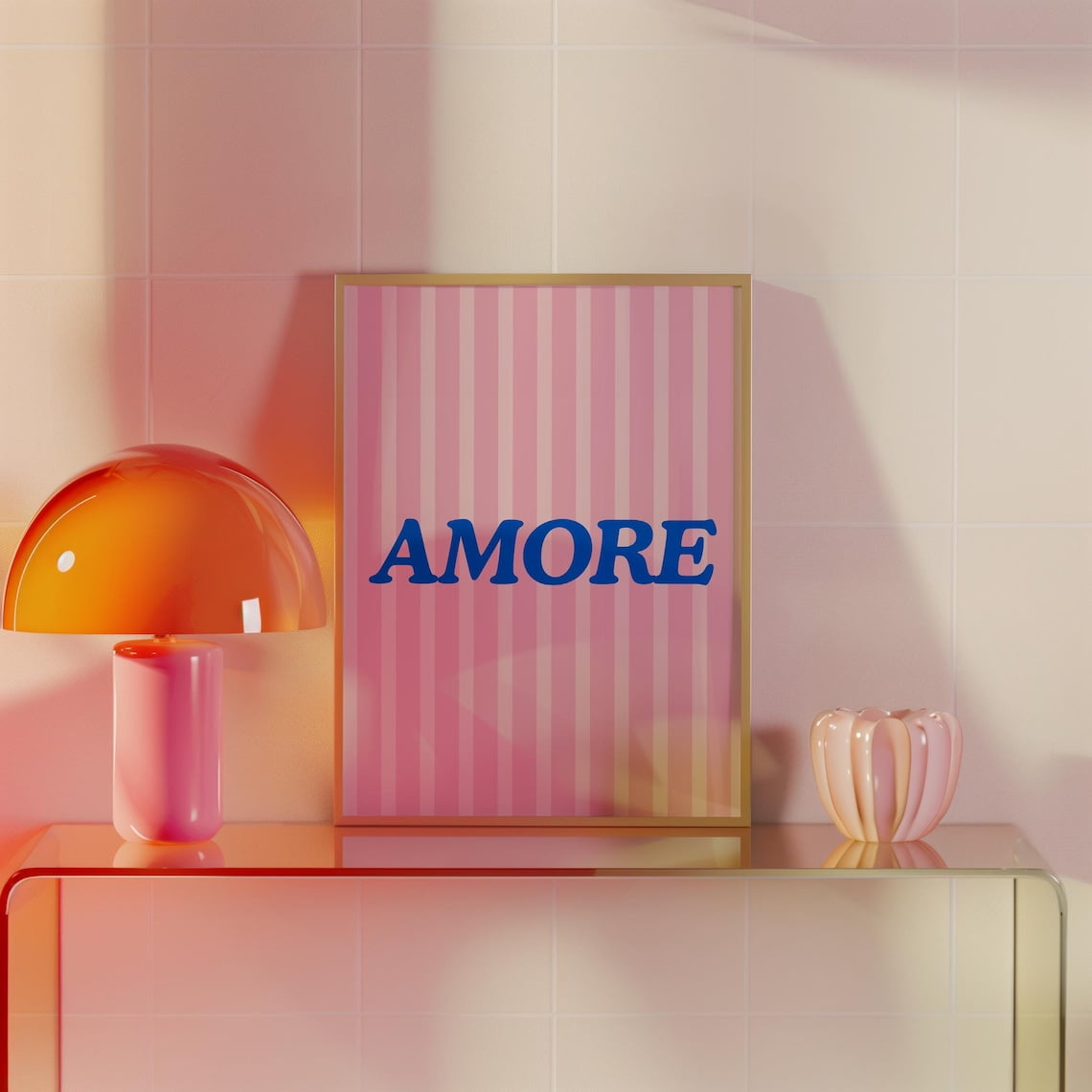 Amore Typography And Blue Home Gallery Portrait Decor Unframed Paper Print
