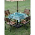 thumbnail image 4 of Outdoor Tablecloth with Umbrella Hole for Patio/Picnic/Party/Camping, Teal Coastal Waterproof Table Cloth Square Cover Washable, Summer Ocean Sea Ombre Starfish Corals (54"x 54"), 4 of 8