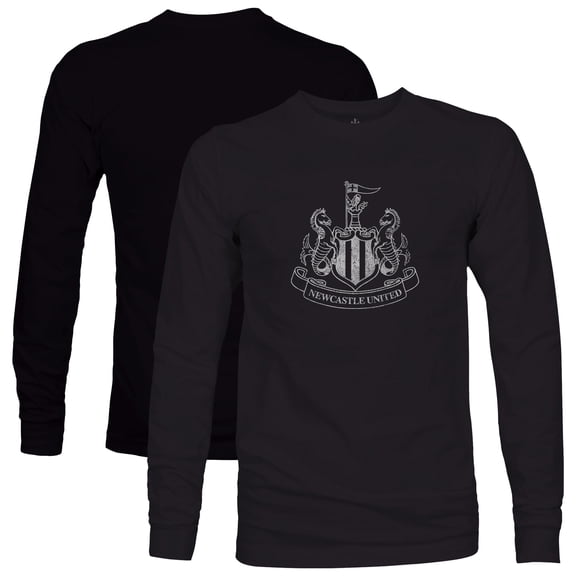 Men's 1863FC  Black Newcastle United Mono Badge Long Sleeve T-Shirt