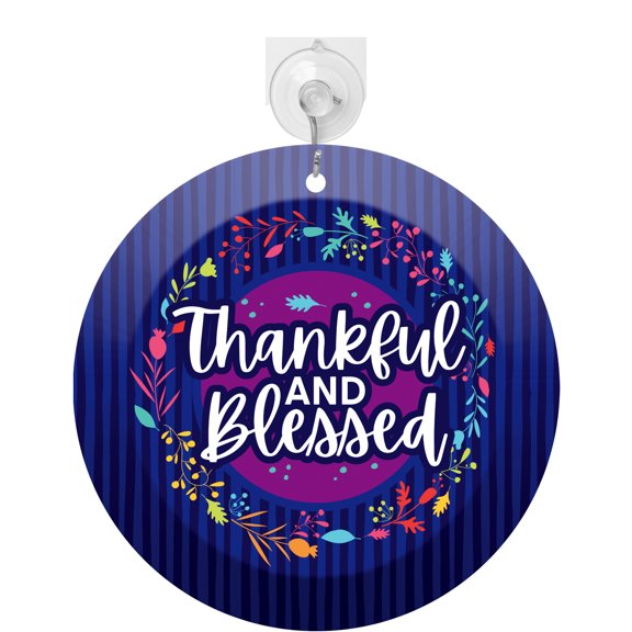 DEXSA Thankful And Blessed Suncatcher with Suction Cup and Hook