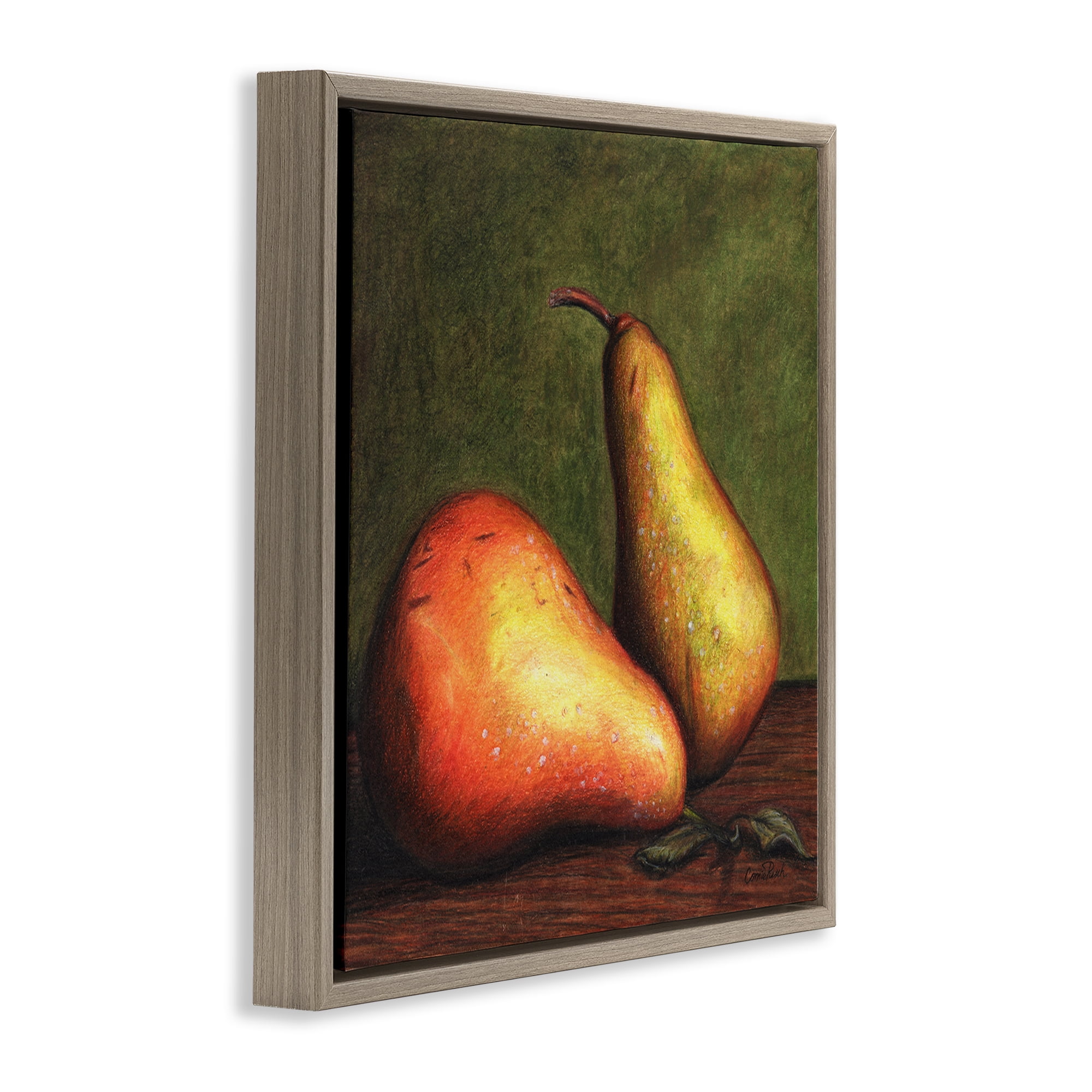 Stupell Industries Pears Still Life Food & Beverage Painting Brown Floater Framed Canvas Art Print Wall Art, 25 x 25