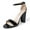 Black Vegan Patent, variant on Shirley High Silver Comfortable Heels for Women | Open Toe Ankle Strap Sandal Block Heel Dress Platform