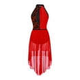 thumbnail image 4 of Alvivi Women's Modern Lyrical Dance Dress Sleeveless Floral Lace Leotard Sheer Tulle Flowy Skirt Red&Black XXL, 4 of 7