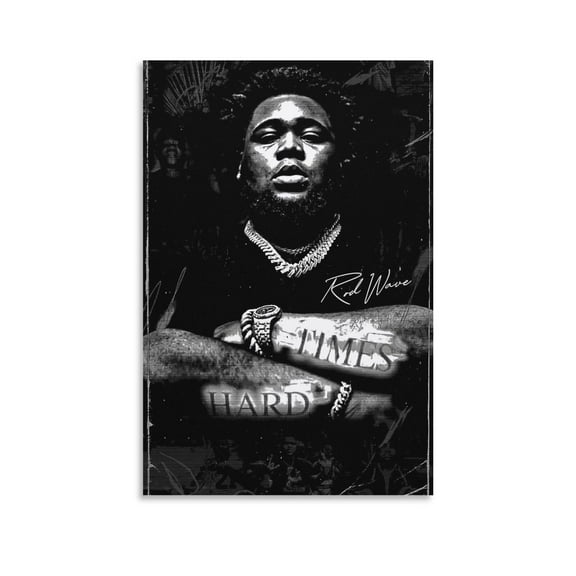 Rod Wawe Album Cover Rapper Black Whtie Poster Prints Canvas Wall Art for Trendy Dorm Room Decor Aesthetic Gift