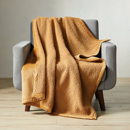 Better Homes & Gardens Teddy Faux Fur Throw Blanket, Caramel Beige, Standard Throw
