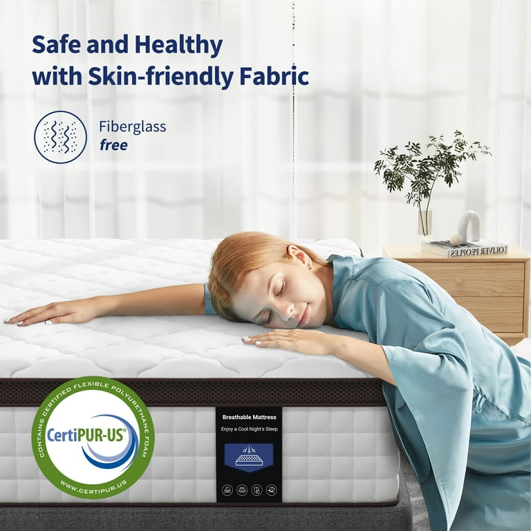 Queen Mattress Serweet Kescas 10 inch Cooling Memory Foam and 5 Zone Pocket Innersprings Mattress for Motion Isolation Edge Support Back Pain