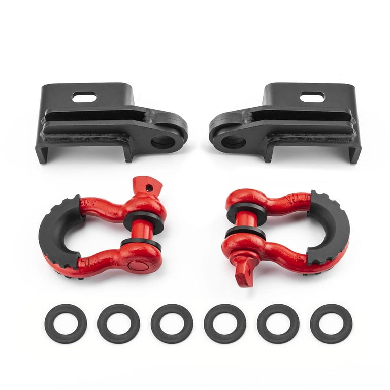 Weisen - Front Bumper Tow Hook Shackle Mount Brackets 3/4 inch D Ring Shackles Kit Fit 2009-2022 Toyota Tacoma