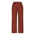 thumbnail image 2 of Simua Women's Summer Pants Casual Solid Color Lightweight Elastic Waist Side Split Button Trousers with Pockets, 2 of 6