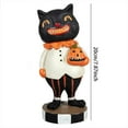 thumbnail image 3 of Vintage Style Halloween Cat Resin Table Centerpiece Decor, Fun Whimsical Bright Color Cat Statue for Happy Halloween Party Trick or Treat Decorations, 3 of 5