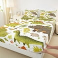 thumbnail image 3 of Feelyou Cute Green Dinosaur Bed Sheets, Jungle Leaves Botanical King Sheets, Kawaii Cartoon Animal Sheet Set, Ultra Soft Bedroom Decor, 4-Piece, 3 of 7