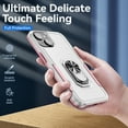 thumbnail image 2 of Phone Case Compatible with iPhone 14, Cover with Magnetic Ring Holder Stand Hybrid Rugged Shockproof Drop Proof Heavy Duty Cell Accessories for iPhone 14 Women Men, White/Pink, 2 of 9