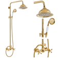 thumbnail image 1 of gotonovo Polish Gold Exposed Bathroom Shower Faucet 8 Inch Rainfall Shower Head System Handheld Spray Bathroom Wall Mount Shower Fixture Set, 1 of 4