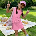 thumbnail image 2 of Summer Outfits for Children Girls Size 7 Cute Preppy Two Piece Outfits Activewear Casual Tank Topss Top and Skirts Clothing Sets Pink 3-4 Years, 2 of 7