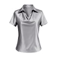 thumbnail image 4 of Women's Summer Tops BWASD Casual Silk Satin Short Sleeves Shirts Elegant Business Blouses Dressy for Go Out Workout Outfits Trendy 2026 Grey S-5XL, 4 of 4
