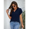 thumbnail image 4 of Sherrylily Women Casual Short Sleeve Button Down Shirts V Neck Collared Blouses with Pockets, 4 of 7